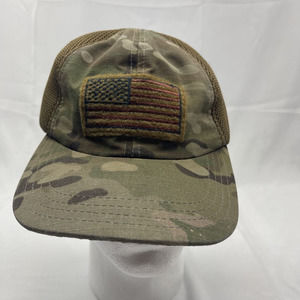 American Flag Mens Trucker Hat Green Brown Camouflage Snapback Mesh USA One Size